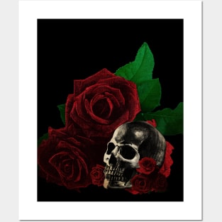 Human anatomy and roses: skull Posters and Art